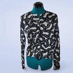 Diane Von Furstenberg Petite Brandy‎ Chain Silk Blend Cardigan - Size Medium